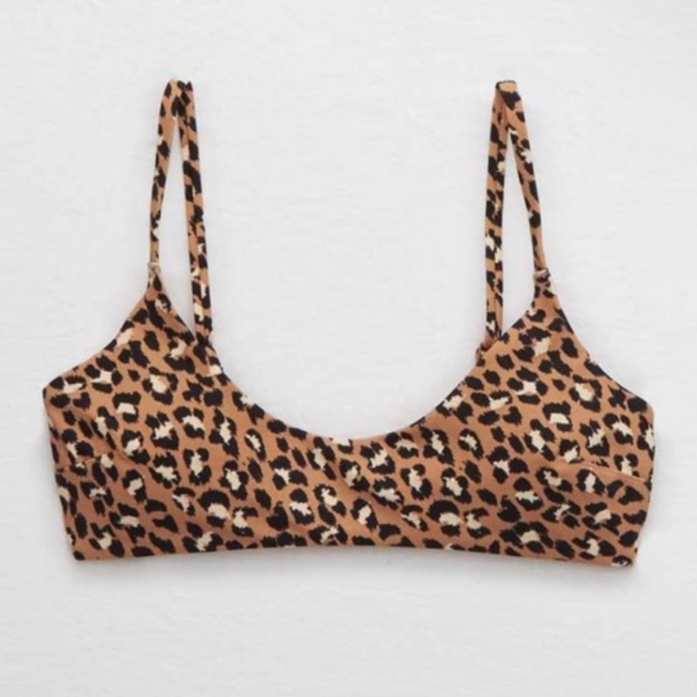 Aerie leopard scoop bikini top